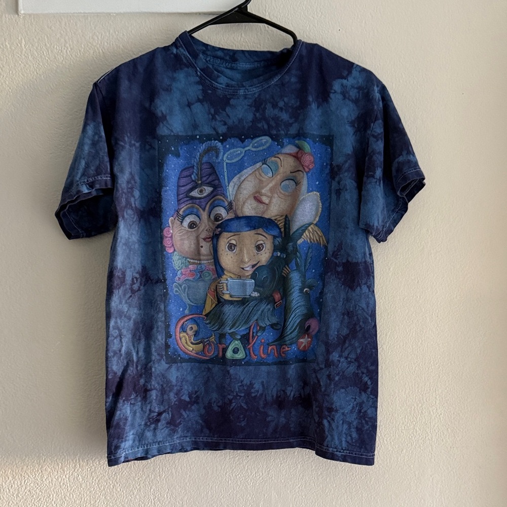 Hot Topic Blue Tie-Dye Coraline Graphic Tee